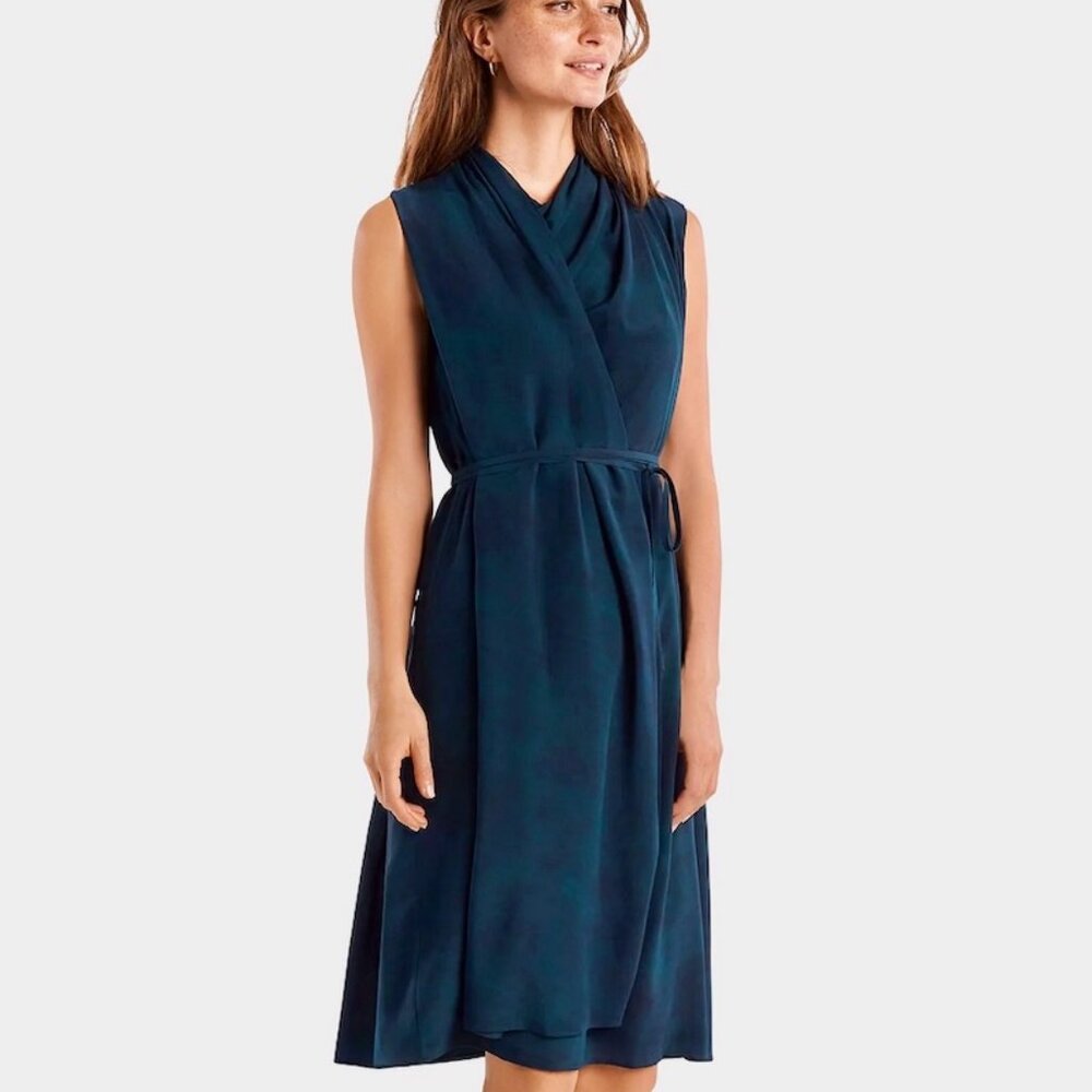 MM LaFleur silk Greer Dress Sz Small Green Spruce Pattern Crepe New With Tags!